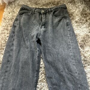 SHEIN Gray Flare Wide Leg Jeans Relaxed Fit